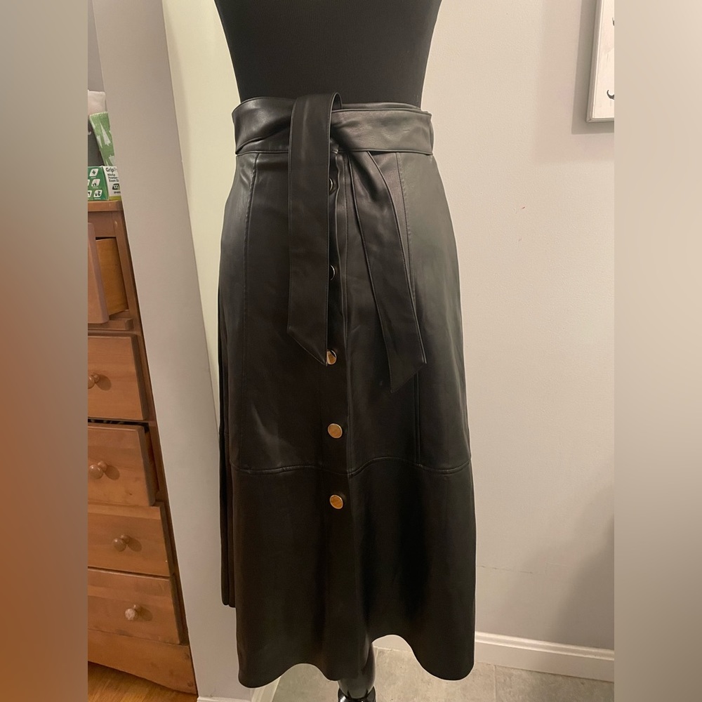 ZARA faux leather midi skirt